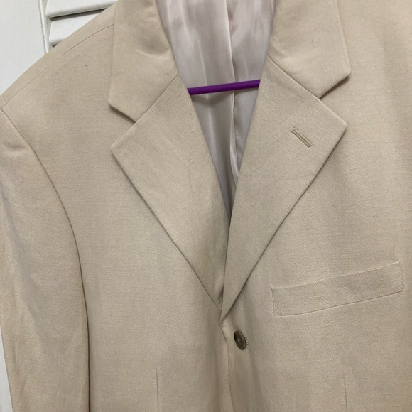 Mens tan silk linen blend blazer 42R - Picture 4 of 5